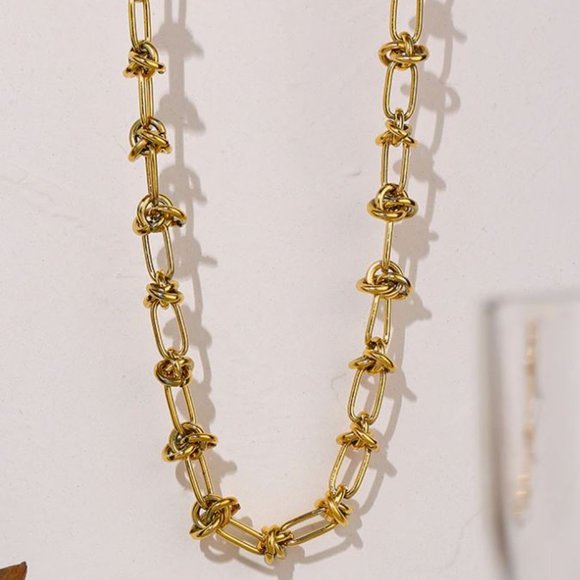 Gold Plated Stainless Steel Paperclip Link Necklace - Picture 7 of 8
